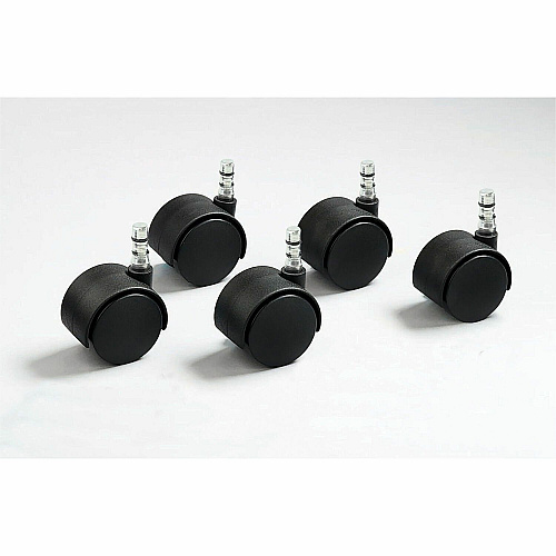 Master Caster Duet Noiseless Chair Mat Casters 2" Diameter - 110 lb Load Capacity - Nylon - Matte Black - 5 / Set (64330)