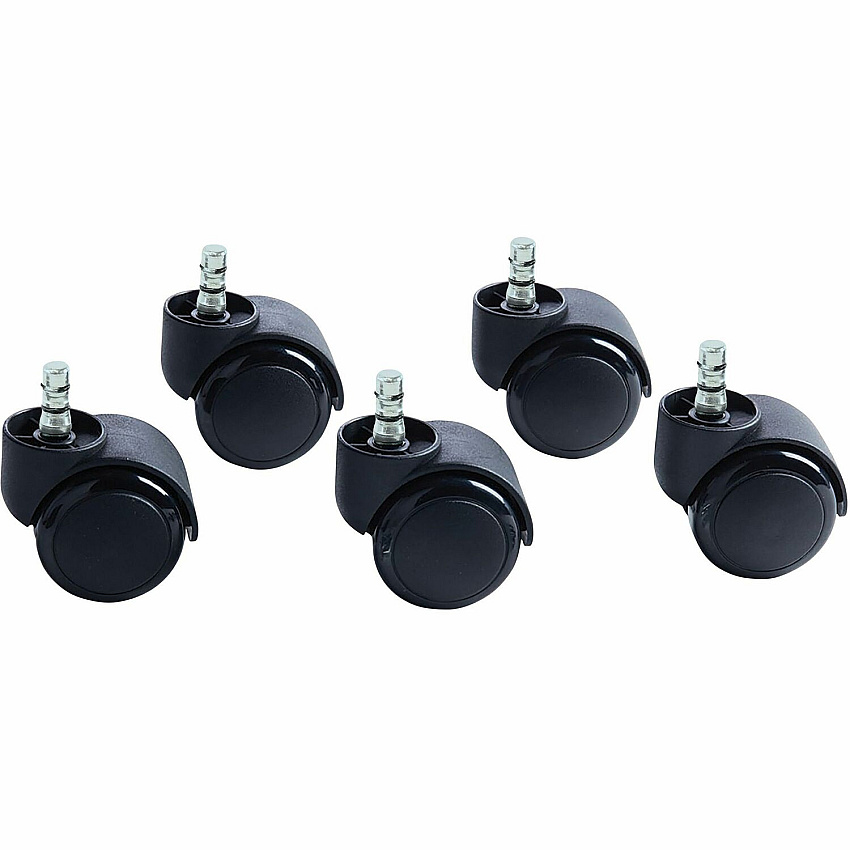 Master Caster Futura Noiseless Chair Mat Casters 2.19" Diameter - 120 lb Load Capacity - Polyurethane - Matte Black - 5 / Set (94628)