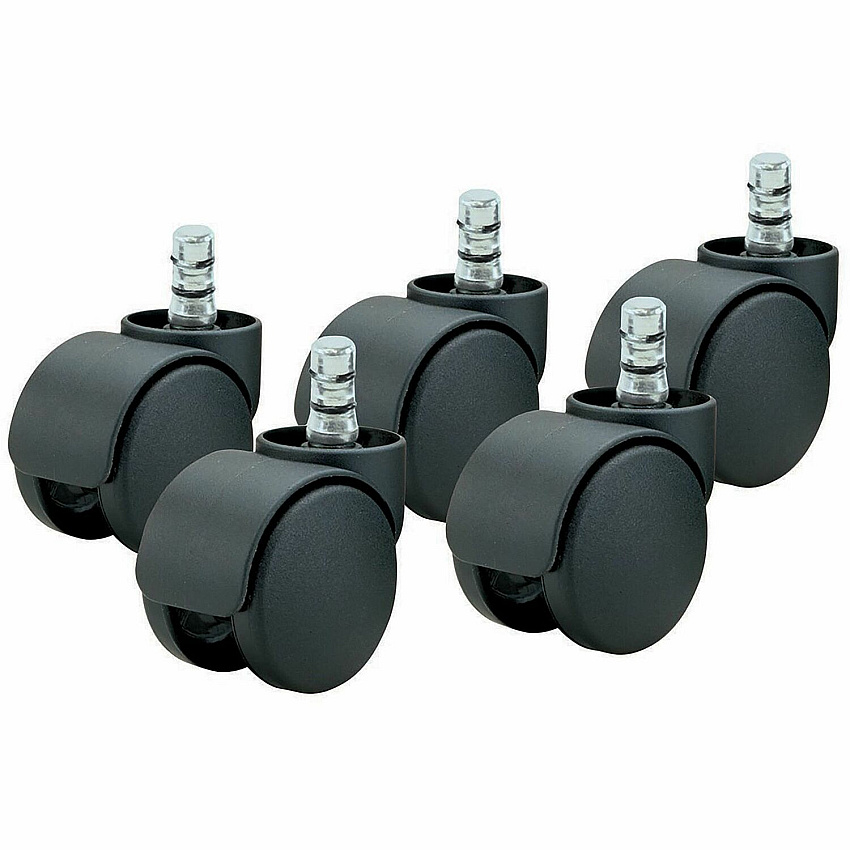 Master Caster Futura Noiseless Carpet Casters 2.19" Diameter - 120 lb Load Capacity - Nylon - Matte Black - 5 / Set (94630)