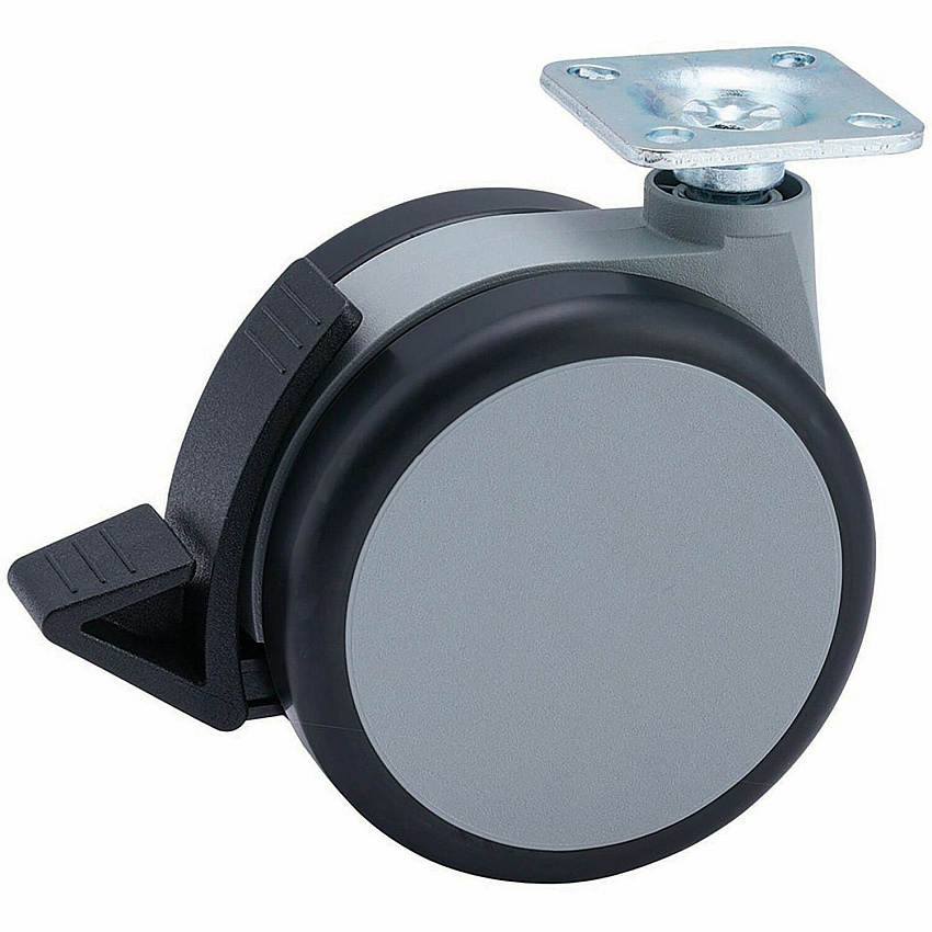 Master Caster Gemini Heavy-Duty Chair Mat Casters 3" Diameter - 220 lb Load Capacity - Urethane - Gray, Black - 4 / Set (71444)