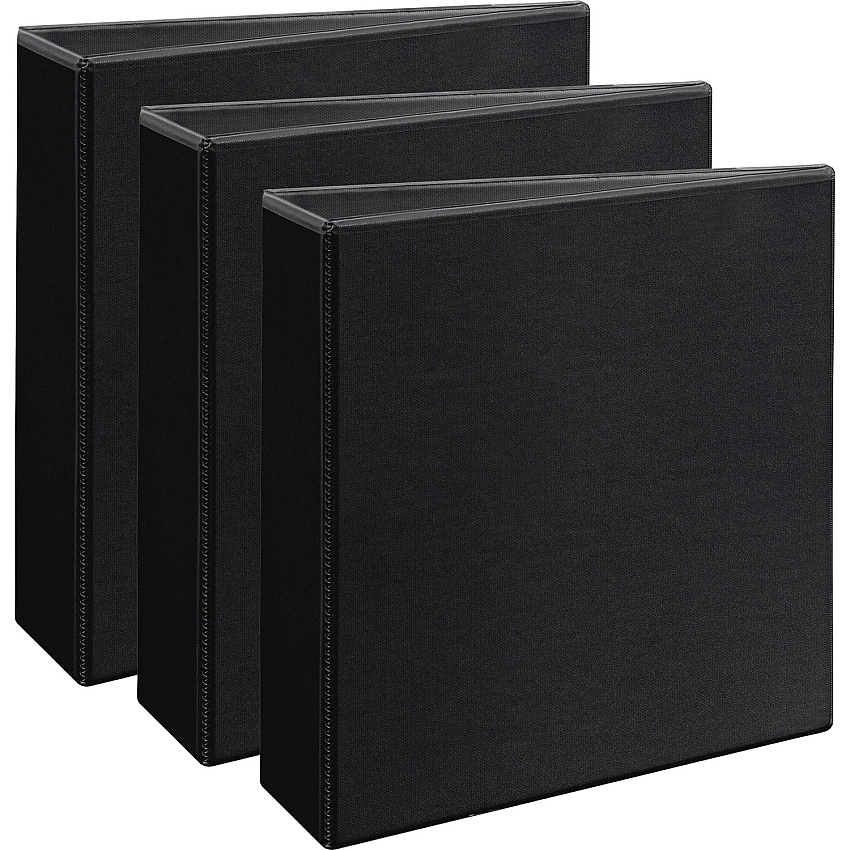 Avery&reg; Durable View Binders - EZD Rings 3" Binder Capacity - Letter - 8 1/2" x 11" Sheet Size - 670 Sheet Capacity - 3 Ring(s) - Fastener(s): D-Ring - Pocket(s): 4, Internal - Poly - Black - Recycled - Easy Insert Spine, Exposed Rivet, Gap-f (09700BD)