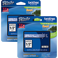 Brother P-touch TZe Laminated Tape Cartridges x 1/2" Width - White, Clear - Water Resistant - Laminated - Grease Resistant, Grime Resistant, Temperature Resistant - 2 / Bundle (TZE135BD)