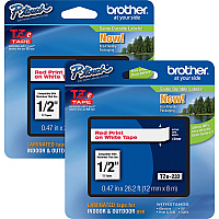 Brother P-touch TZe Laminated Tape Cartridges x 1/2" Width - Rectangle - White - Water Resistant - Laminated - Grease Resistant, Grime Resistant, Temperature Resistant - 2 / Bundle (TZE232BD)