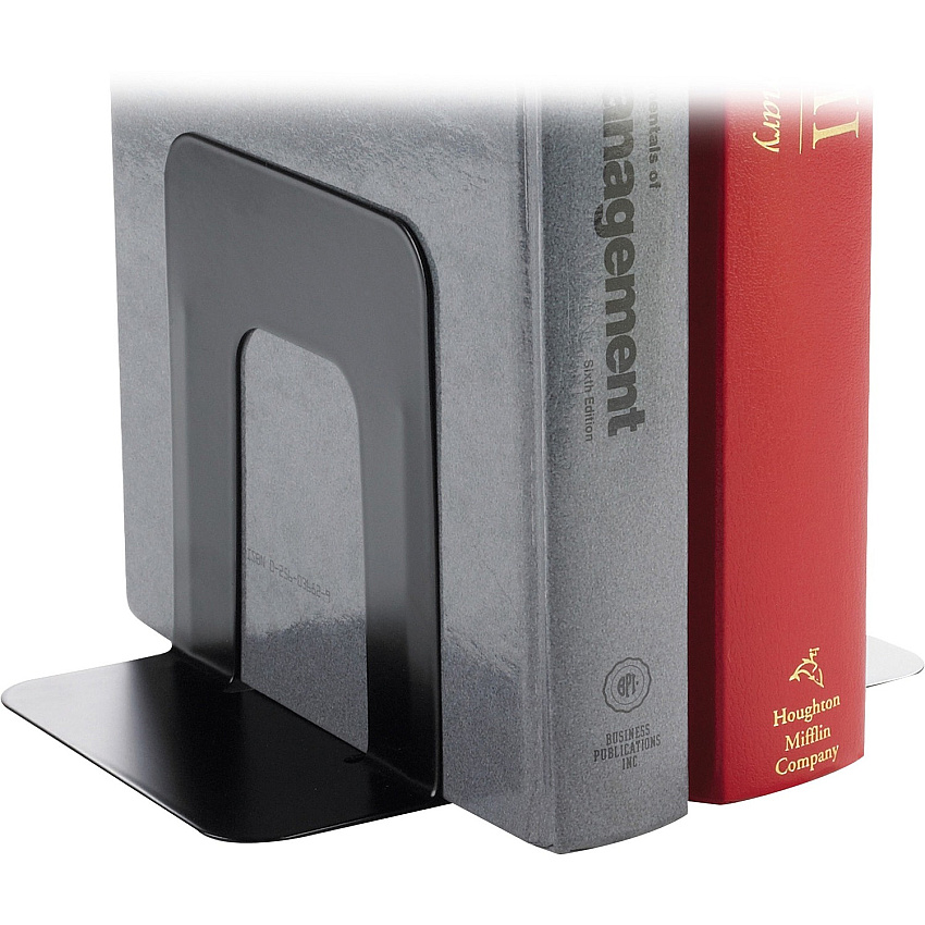 Business Source Heavy-gauge Steel Book Supports 5.25" Height x 5" Width x 4.75" Depth - Desktop - Non-skid Base, Scratch Resistant, Stain Resistant - Black - Steel - 2/Pair - 6 / Box (BSN42550BX)