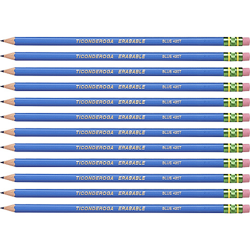 Ticonderoga Pre-Sharpened Erasable Checking Pencils Blue Lead - HB - 1 Dozen/Box - 6 / Carton (14209CT)