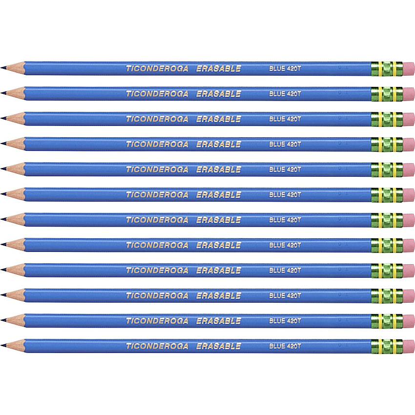 Ticonderoga Pre-Sharpened Erasable Checking Pencils Blue Lead - HB - 1 Dozen/Box - 6 / Carton (14209CT)