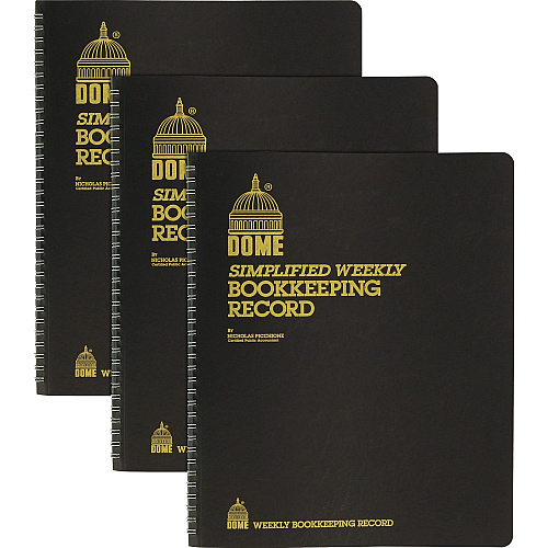 Dome Bookkeeping Record Book 128 Sheet(s) - Wire Bound - 8.75" x 11.25" Sheet Size - Brown Cover - Recycled - 3 / Bundle (600BD)