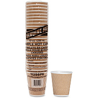 Genuine Joe 10 oz Rippled Hot Cups 10 fl oz - Brown - Hot Drink, Beverage - 25/Pack - 5 / Bundle (GJO11256BD)