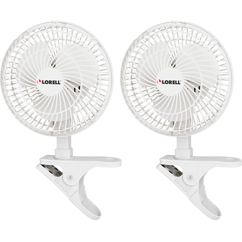 Lorell Clip-On Personal Fans 152.4 mm Fan Diameter - 2 Speed - Adjustable Tilt Head - 9.5" Height x 7.9" Width x 6" Depth - White (LLR44552BD)