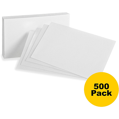 Oxford Plain Index Cards 3" x 5" - 85 lb Basis Weight - Sustainable Forestry Initiative (SFI) - White - 100/Pack - 5 / Bundle (30BD)