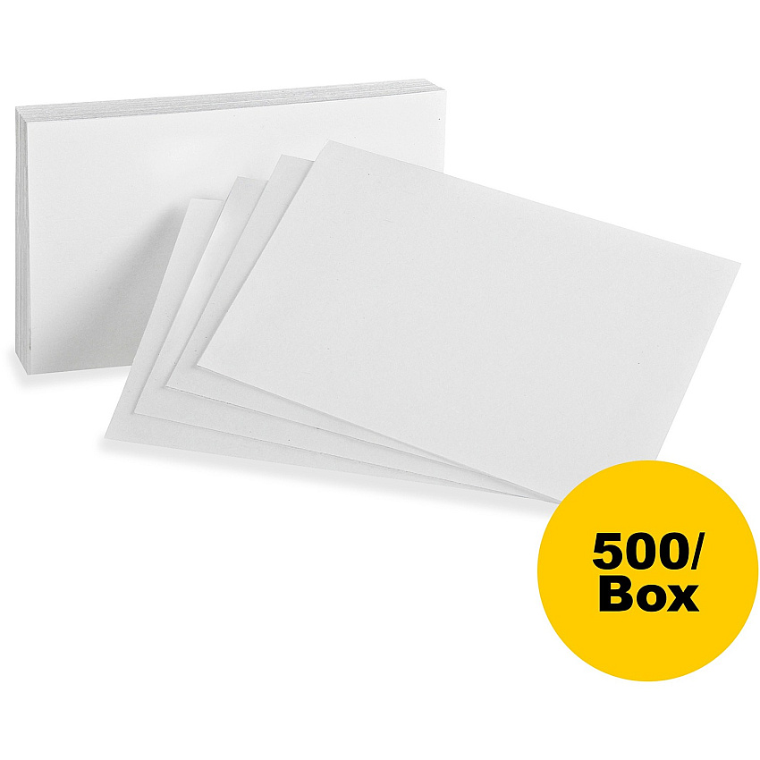 Oxford Plain Index Cards 5" x 8" - 85 lb Basis Weight - Sustainable Forestry Initiative (SFI) - White - 100/Pack - 5 / Box (50BX)