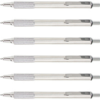 Zebra Pen STEEL 7 Series F-701 Retractable Ballpoint Pen 0.7 mm Pen Point - Refillable - Retractable - Black Ink - Stainless Steel Barrel - 6 / Box (29411BX)