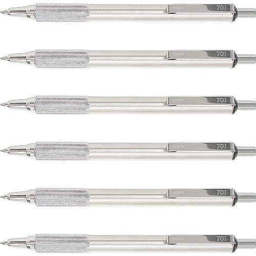 Zebra Pen STEEL 7 Series F-701 Retractable Ballpoint Pen 0.7 mm Pen Point - Refillable - Retractable - Black Ink - Stainless Steel Barrel - 6 / Box (29411BX)