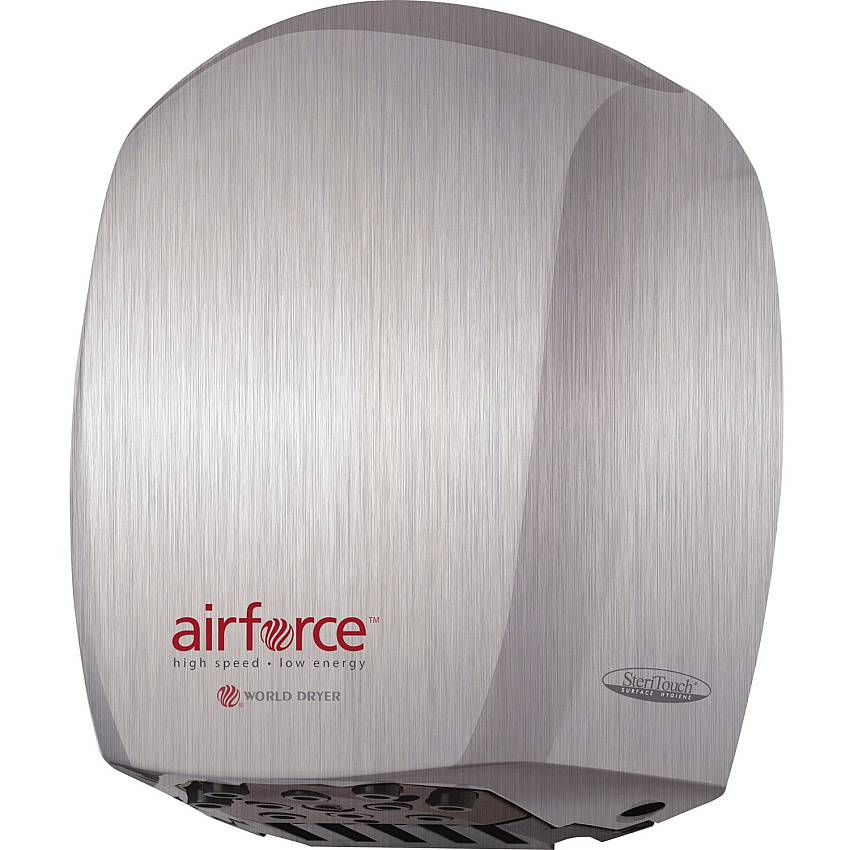 World Dryer Airforce High-Speed Hand Dryer 10.7" Height x 8.9" Width x 6.5" Depth - Metallic Silver - Stainless Steel - 1 Each (J973A3)