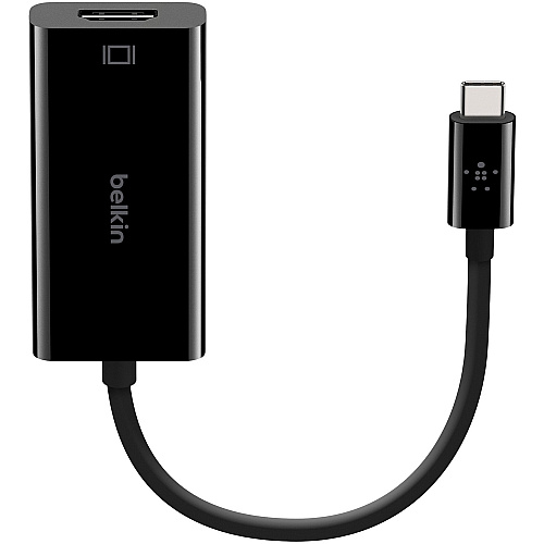 Belkin USB-C to HDMI Adapter Cable, 4k, video adapter - black - Thunderbolt 3/DisplayPort 1 x USB Type C Male - 1 x HDMI HDMI 2.0 Female - 4096 x 2160 Supported - Black - 1 Each (B2B144BLK)