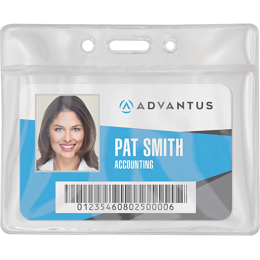 Advantus Vinyl ID Badge Holders Support 3.50" x 2.50" Media - Horizontal - Vinyl - Clear - Durable - 50 / Pack (75683)