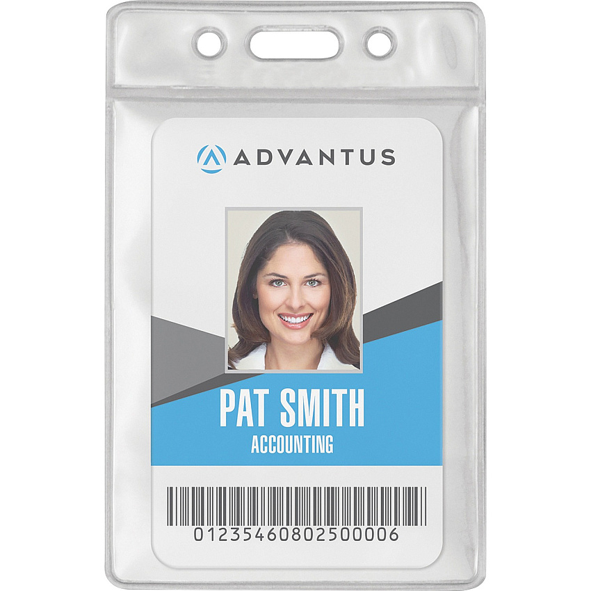 Advantus Vinyl ID Badge Holders Support 2.50" x 3.50" Media - Vertical - Vinyl - Clear - Durable - 50 / Pack (75684)