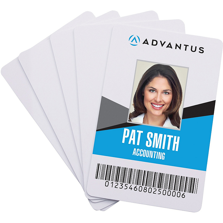 Advantus Blank PVC ID Cards Printable - 2.13" x 3.38" Length - White - Polyvinyl Chloride (PVC) - 100 Pack (97034)