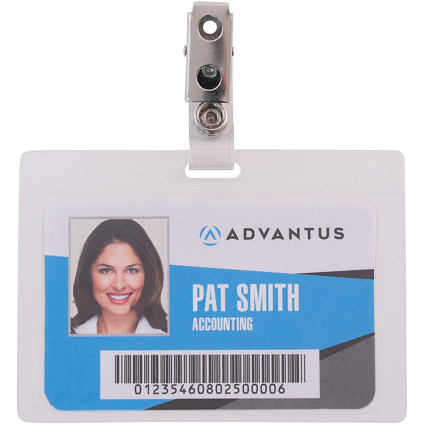 Advantus Strap Clip Self-laminating Badge Holders Support 3.50" x 2.25" Media - Horizontal - 4" Width x 2.9" Depth - Clear - 25 / Pack (97101)