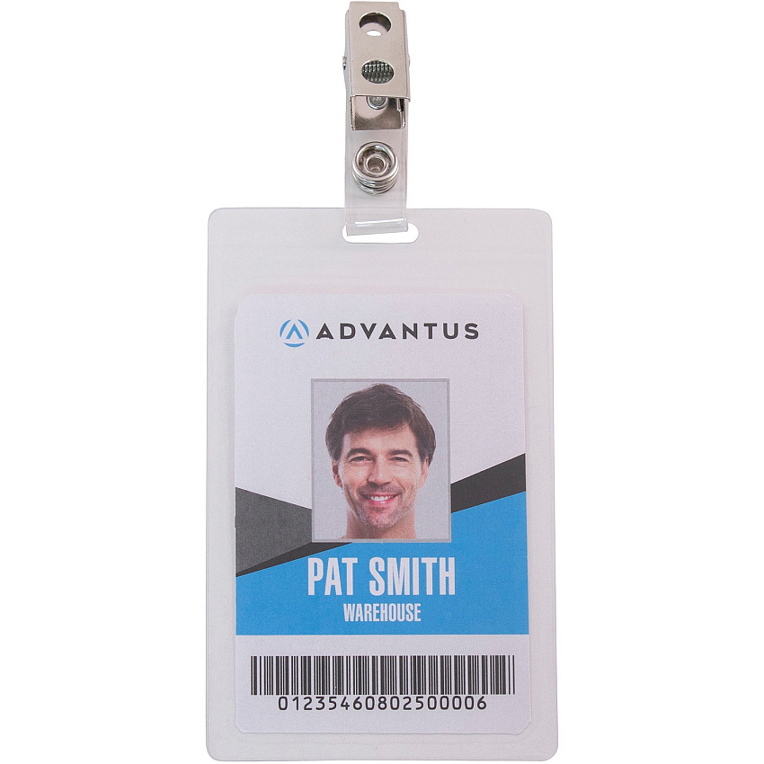 Advantus Strap Clip Self-laminating Badge Holders Support 2.25" x 3.50" Media - Vertical - 4.3" Width x 2.6" Depth - Clear - 25 / Pack (97102)