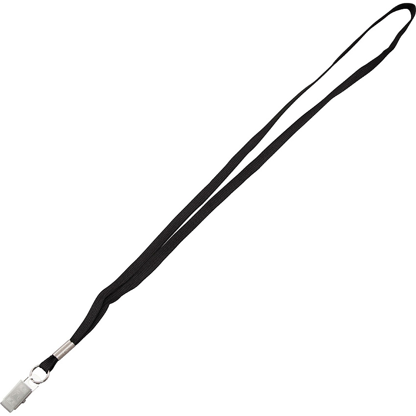 Advantus Flat Clip Lanyard 36" Length - Black - Woven, Metal - 100 / Box (97128)