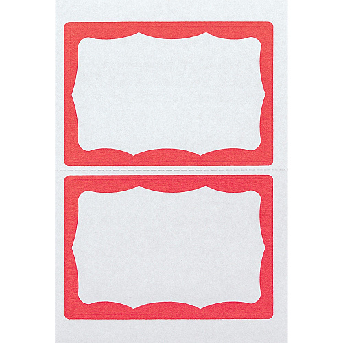 Advantus Color Border Adhesive Name Badges 2 5/8" Height x 3 3/4" Width - Removable Adhesive - Rectangle - White, Red - 100 / Box (97189)
