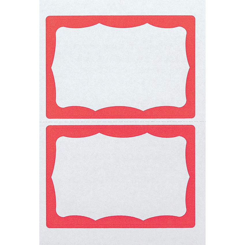 Advantus Color Border Adhesive Name Badges 2 5/8" Height x 3 3/4" Width - Removable Adhesive - Rectangle - White, Red - 100 / Box (97189)