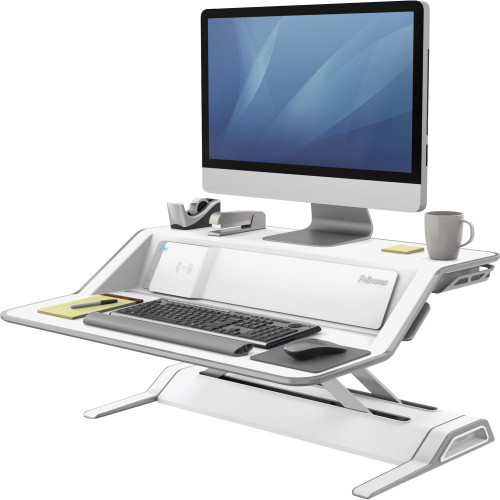 Fellowes Lotus DX Sit-Stand Workstation, 32.75w x 24.25d x 22.5h, White (8080201)