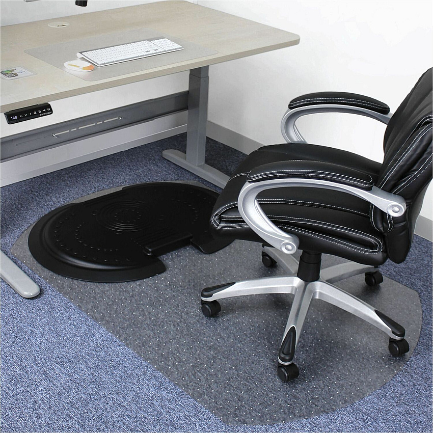 Floortex AFS-TEX&reg; 5000 S2S "Sit to Stand" Solution for Carpets 62" Length x 38" Width x 0.085" Depth x 0.085" Thickness - Rectangular - Polyurethane, Polycarbonate - Black - 1 Each (FCA11S)