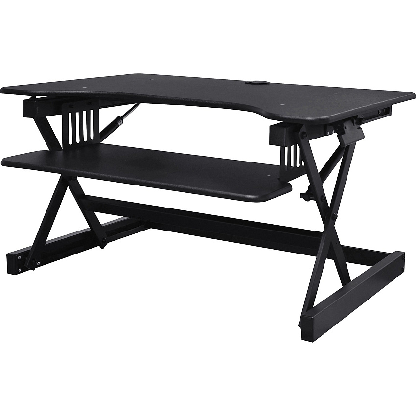 Lorell Adjustable Desk Riser Plus 40 lb Load Capacity - 32" Width x 20.50" Depth - Desktop - Black - Ergonomic (LLR99983)