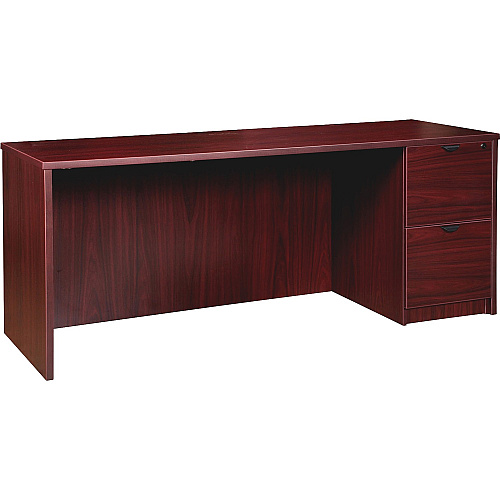Lorell Prominence 2.0 Right-Pedestal Credenza 29" Height x 66" Width x 24" Depth, x 1" Thickness Top - 2 x File Drawer(s) - Single Pedestal on Right Side - Band Edge - Material: Particleboard - Finish: Thermofused Melamine (TFM) (LLRPC2466RMY)
