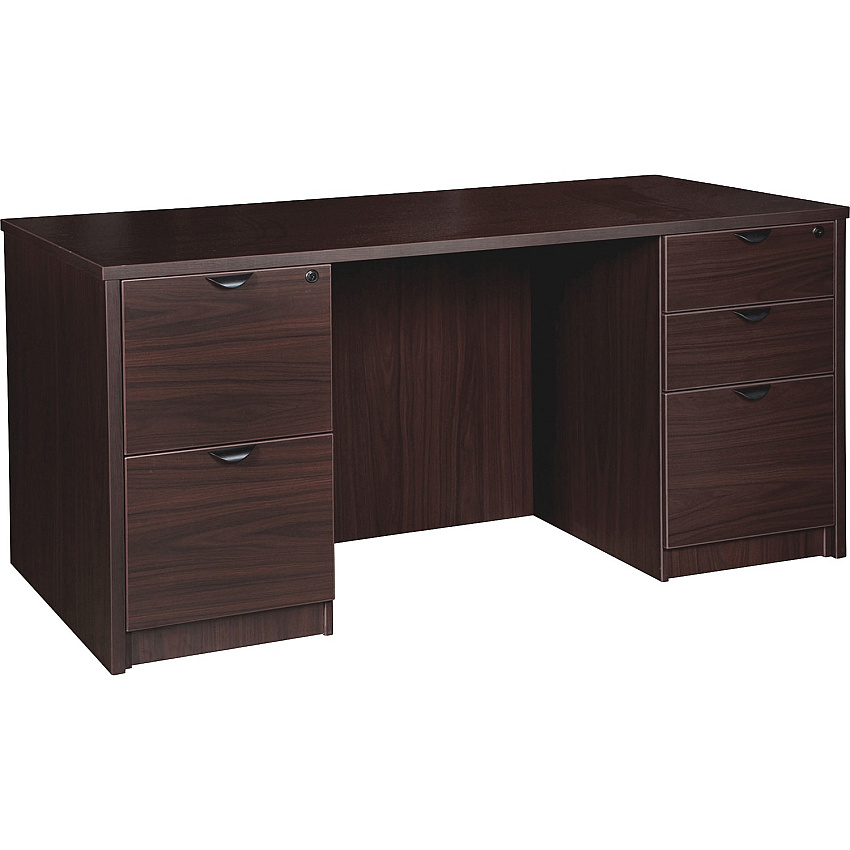 Lorell Prominence 2.0 Double-Pedestal Desk 5 x File, Box Drawer(s) - Double Pedestal on Left/Right Side - Band Edge - Material: Particleboard - Finish: Espresso Laminate, Thermofused Melamine (TFM) (LLRPD3060DPES)