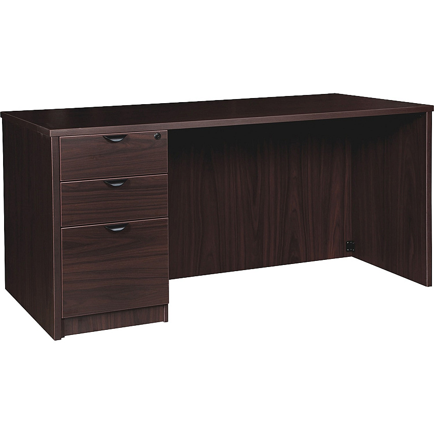 Lorell Prominence 2.0 Left-Pedestal Desk x 1" Thickness Top, 29" Height x 60" Width x 30" Depth - 3 x File, Box Drawer(s) - Single Pedestal on Left Side - Band Edge - Material: Particleboard - Finish: Espresso Laminate, Thermofused Melami (LLRPD3060LSPES)