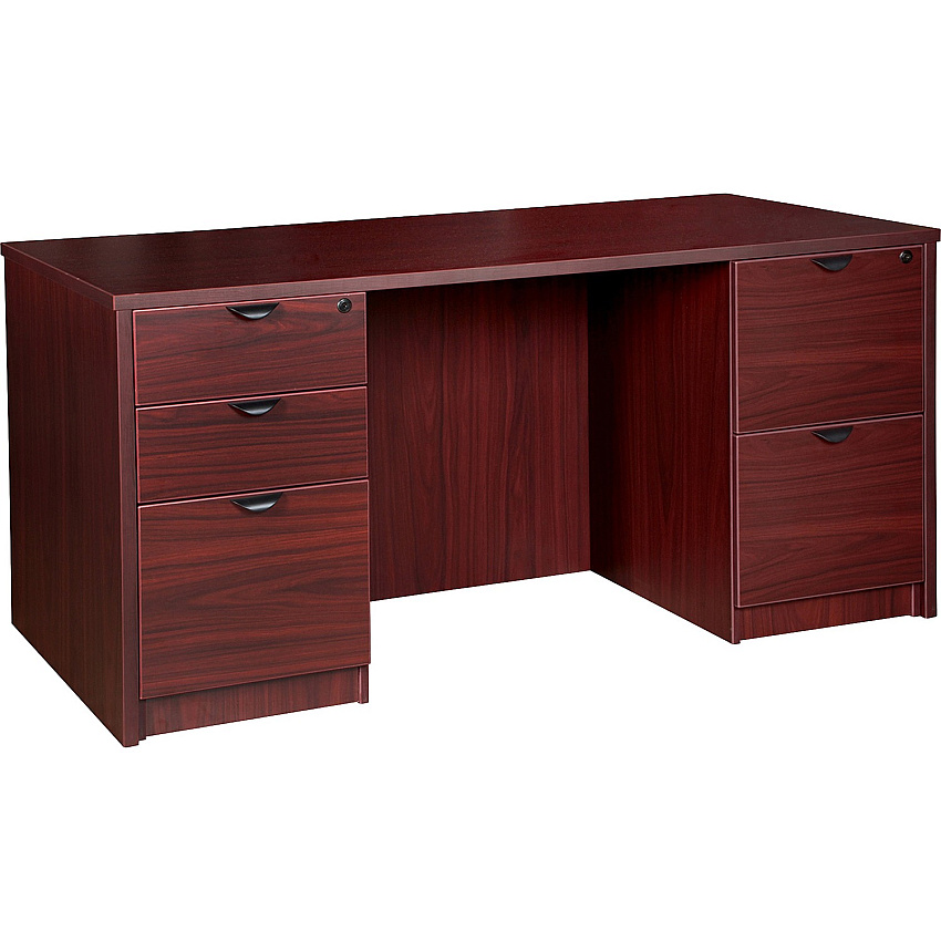 Lorell Prominence 2.0 Double-Pedestal Desk x 1" Thickness Top, 29" Height x 66" Width x 30" Depth - 5 x File, Box Drawer(s) - Double Pedestal - Band Edge - Material: Particleboard - Finish: Mahogany Laminate, Thermofused Melamine (TFM) (LLRPD3066DPMY)