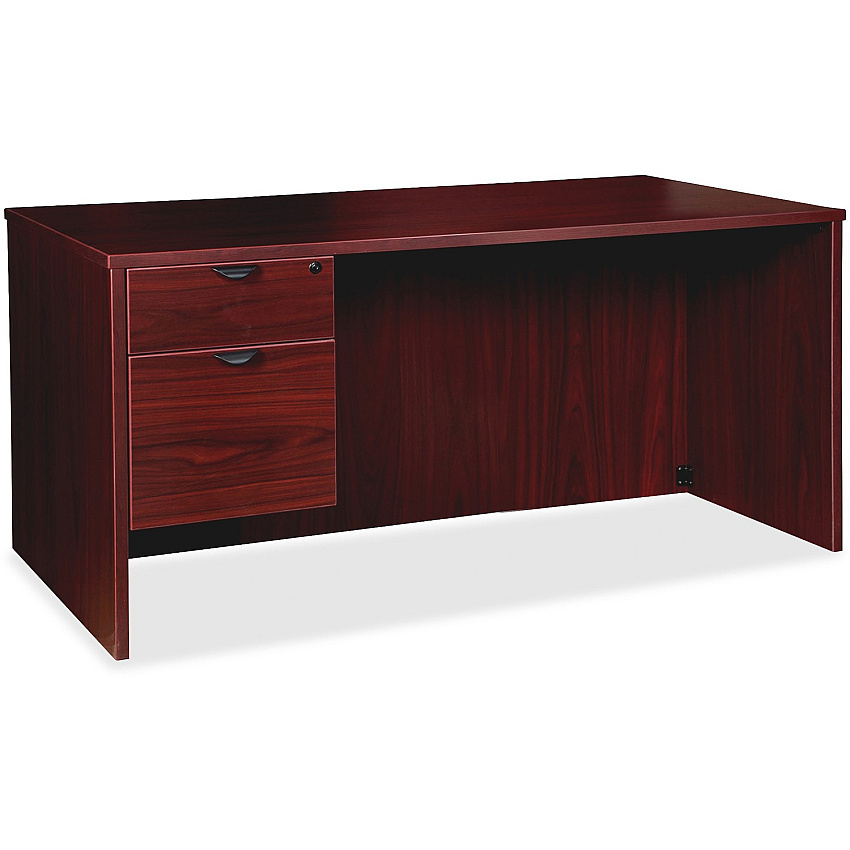 Lorell Prominence 2.0 Mahogany Laminate Box/File Left-Pedestal Desk - 2-Drawer 1" Top, 66" x 30"29" - 2 x File, Box Drawer(s) - Single Pedestal on Left Side - Band Edge - Material: Particleboard - Finish: Mahogany Lamin (LLRPD3066QLMY)