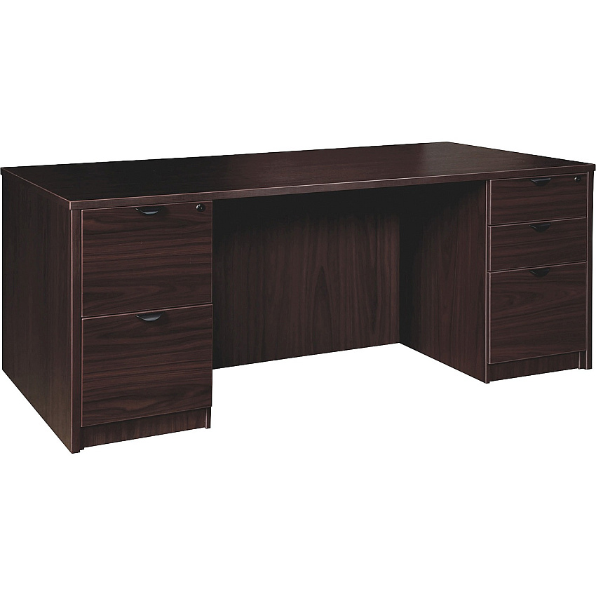 Lorell Prominence 2.0 Double-Pedestal Desk x 1" Thickness Top, 29" Height x 72" Width x 36" Depth - 5 x File, Box Drawer(s) - Double Pedestal - Band Edge - Material: Particleboard - Finish: Espresso Laminate, Thermofused Melamine (TFM) (LLRPD3672DPES)