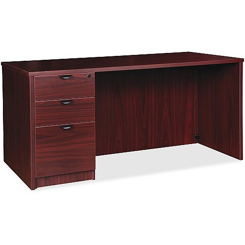 Lorell Prominence 2.0 Left-Pedestal Desk x 1" Thickness Top, 29" Height x 72" Width x 36" Depth - 3 x File, Box Drawer(s) - Single Pedestal on Left Side - Band Edge - Material: Particleboard - Finish: Mahogany Laminate, Thermofused Melami (LLRPD3672LSPMY)