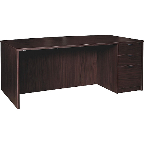 Lorell Prominence 2.0 Bowfront Right-Pedestal Desk x 1" Thickness Top, 29" Height x 72" Width x 42" Depth - 3 x File, Box Drawer(s) - Single Pedestal on Right Side - Band Edge - Material: Particleboard - Finish: Espresso Laminate, Thermof (LLRPD4272RSPES)