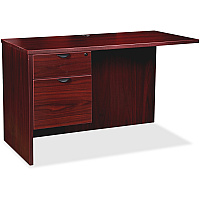Lorell Prominence 2.0 Mahogany Laminate Box/File Left Return - 2-Drawer 42" x 24"29" , 1" Top - 2 x File, Box Drawer(s) - Single Pedestal on Left Side - Band Edge - Material: Particleboard - Finish: Mahogany Laminate, Thermofused Melamine  (LLRPR2442QLMY)