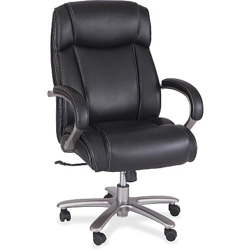 Safco Big & Tall Leather High-Back Task Chair Black Seat Color - Bonded Leather Seat Material - High Back - Armrest - 1 Each (3502BL)