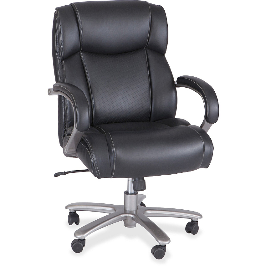 Safco Big & Tall Mid-Back Task Chair Black Seat Color - Bonded Leather Seat Material - Mid Back - Armrest - 1 Each (3503BL)