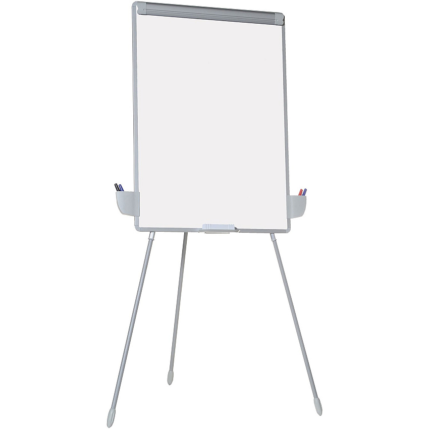 MasterVision Dry-erase Portable Tripod Easel 29" (2.4 ft) Width x 41" (3.4 ft) Height - White Melamine Surface - Gray Aluminum Frame - Silver Stand - Rectangle - Portable, Desktop, Floor Standing - 1 Each - TAA Compliant (EA2300433MV)