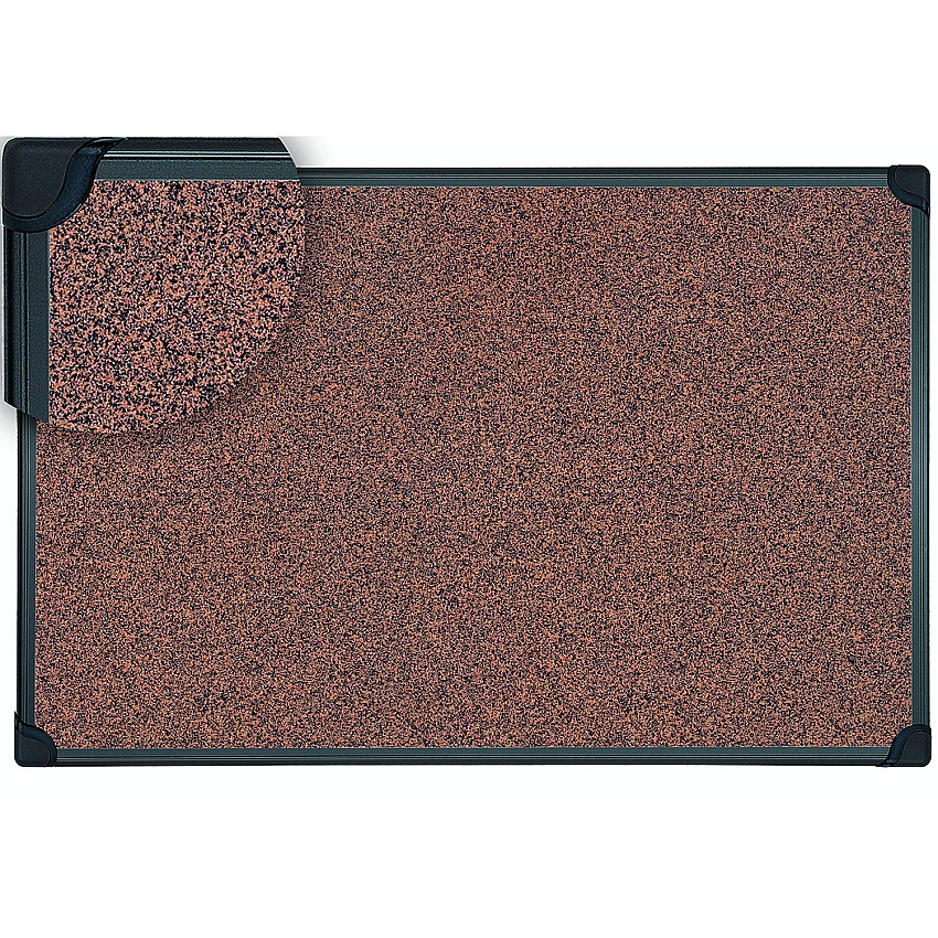 MasterVision Techcork Board 36" Board Height x 24" Board Width - Brown Rubber Surface - Self-healing - Black Aluminum Frame - 1 Each (SF132209368)