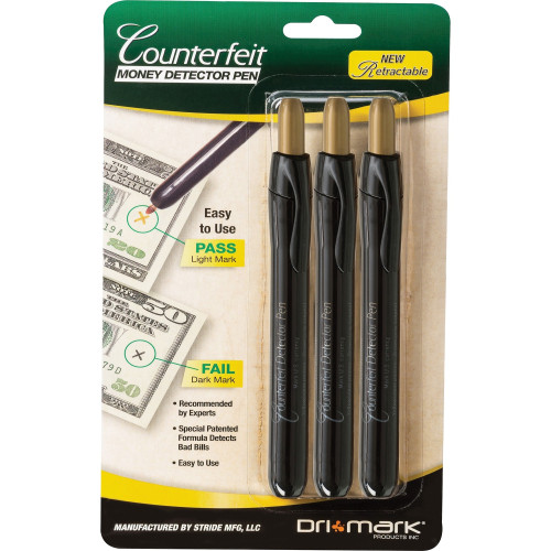 Dri Mark Retractable Counterfeit Pen (CFDRET3B)
