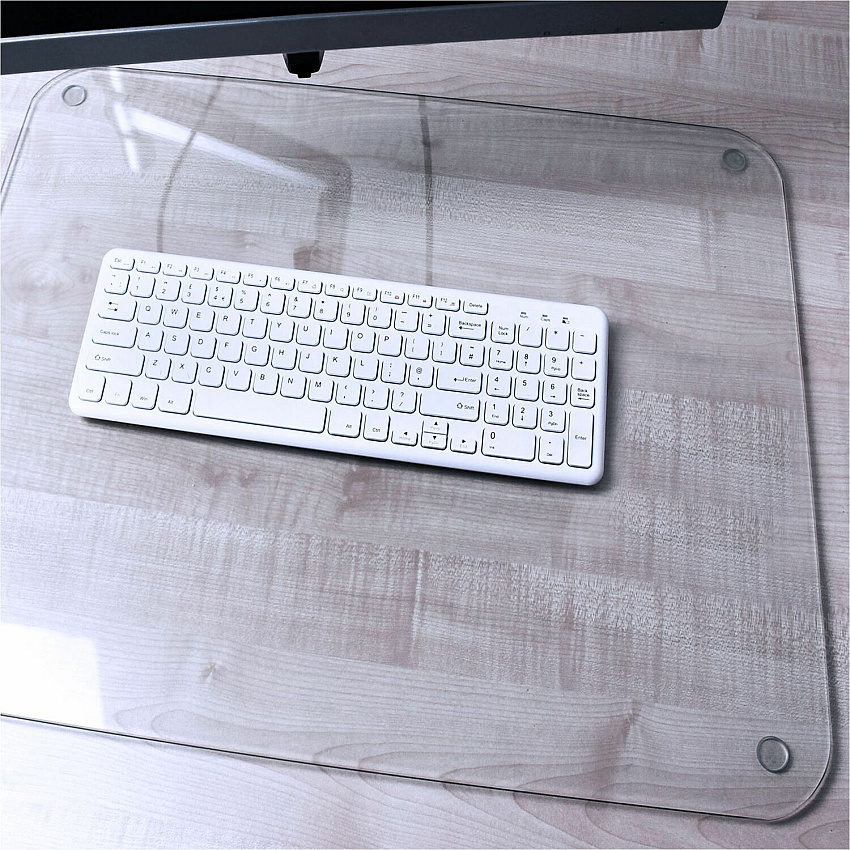 Desktex&reg; Glass Desk Pad - 19" x 24" Rectangular - 19" Width x 24" Length x 0.20000" Depth - Clear Backing - Tempered Glass - Clear (FCDE1924G)