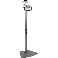 Kantek Adjustable Floor-Mount Tablet Kiosk Stand with Security Locking System Up to 10.10" Screen Support - 46.50" Height x 17.40" Width - Floor - Steel - Black, Silver - Locking System (TS960)