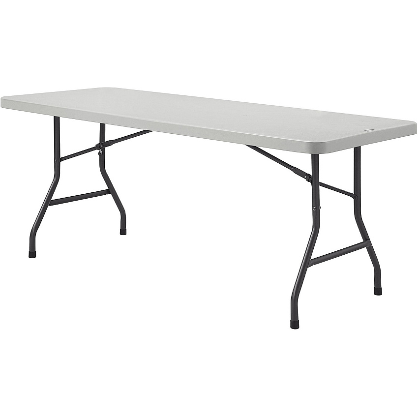 Lorell Extra-Capacity Ultra-Lite Folding Table Light Gray Top - Dark Gray Base - 750 lb Capacity - 96" Table Top Width x 30" Table Top Depth - 29.25" Height - Gray - High-density Polyethylene (HDPE) Top Material - 1 Each (LLR12348)