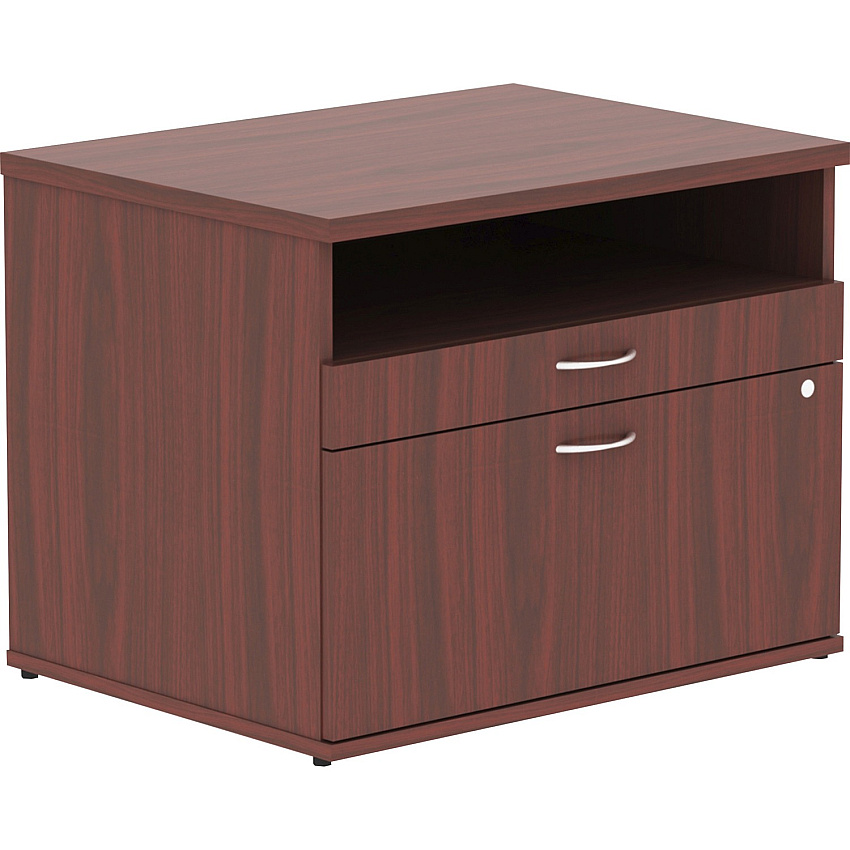 Lorell Relevance Series 2-Drawer File Cabinet Credenza w/Open Shelf 23.1" Height x 29.5" Width x 22" Depth - 2 x File Drawer(s) - 1 Shelve(s) - Finish: Mahogany, Laminate (LLR16212)