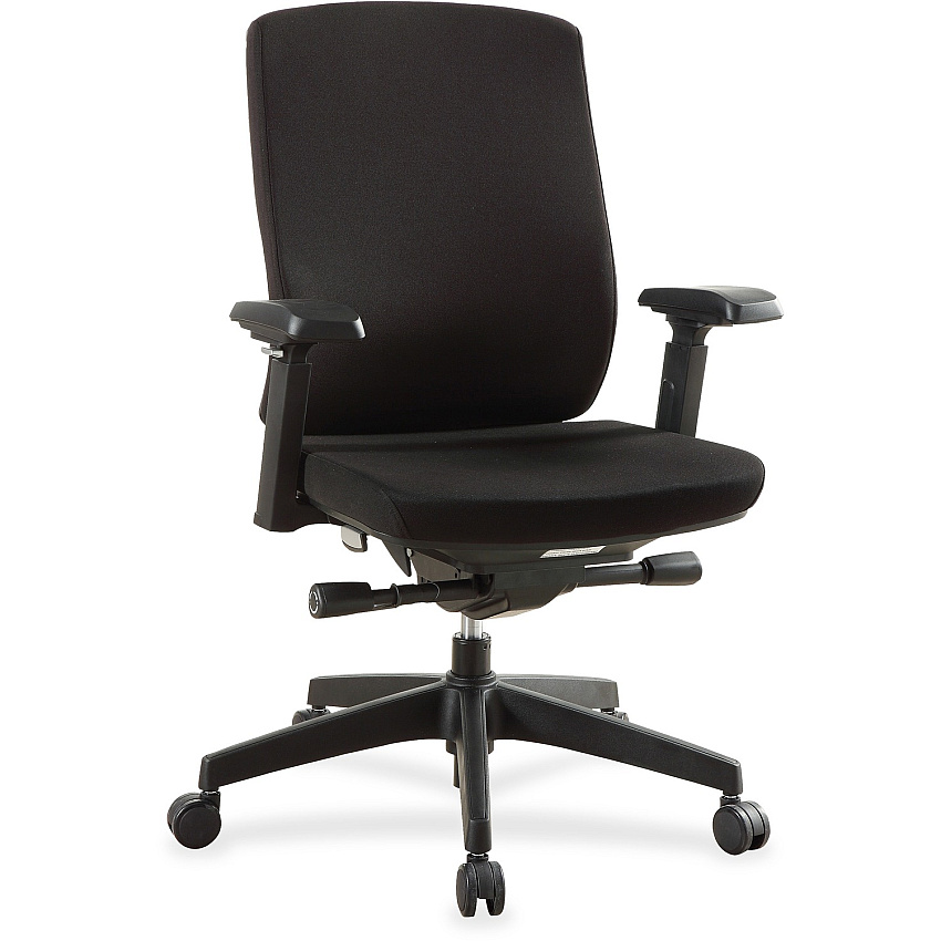 Lorell Premium Mid-Back Chair with Adjustable Arms Black Seat Color - Fabric Seat Material - Black Back Color - Fabric Back Material - Mid Back - 5-star Base - Armrest - 1 Each (LLR42172)
