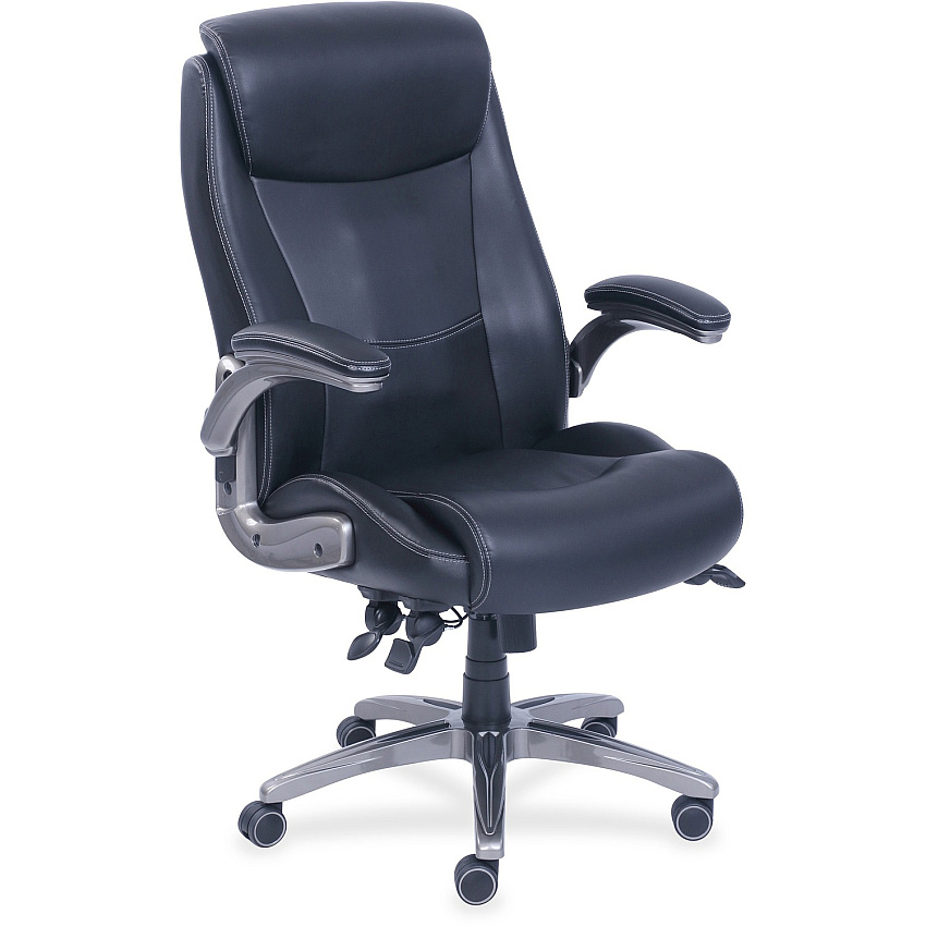Lorell Wellness by Design Revive Executive Office Chair Black Bonded Leather Seat - Black Bonded Leather Back - 5-star Base - 1 Each (LLR48730)